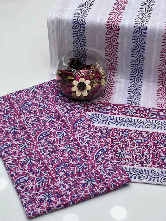 Lawn Multani Block Print Shirt with Broshia Lawn Dupatta – 2 Pcs Unstitched Dress