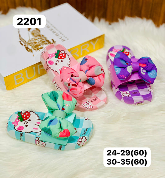 Imported Kids Bow Style Sliders – Premium Quality, Sizes 24–35 (Ages 3–10)