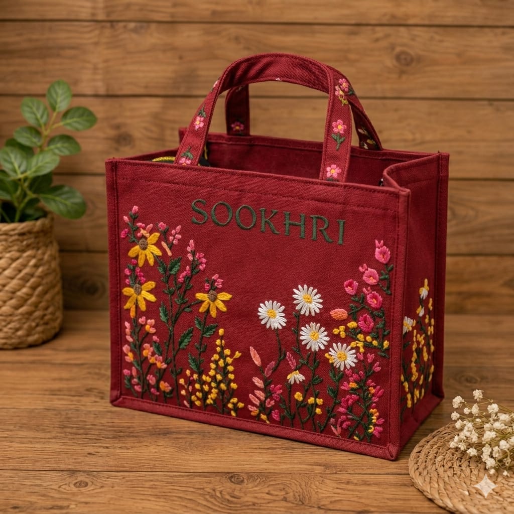 Sookhri Embroidered Jute Tote Bag – Premium Eco-Friendly Handbag