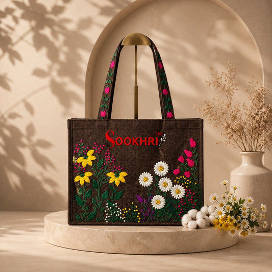 Sookhri Embroidered Jute Tote Bag