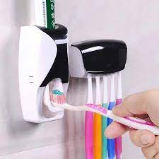 Wall-Mounted Toothbrush & Toothpaste Holder Set with Automatic Dispenser