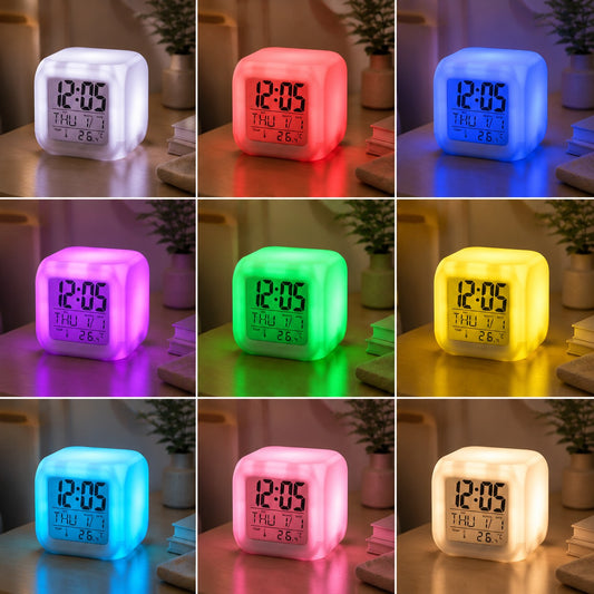 7-Color Glowing LED Digital Alarm Clock