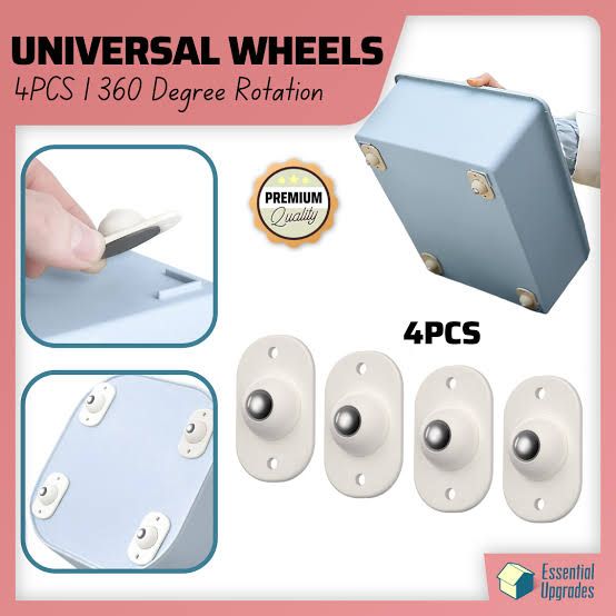 360° Rotating Self-Adhesive Caster Wheels – Pack of 8
