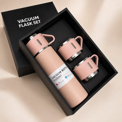 3-Cup Stainless Steel Vacuum Flask Set