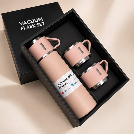 3-Cup Stainless Steel Vacuum Flask Set