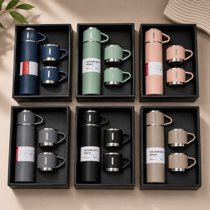 3-Cup Stainless Steel Vacuum Flask Set