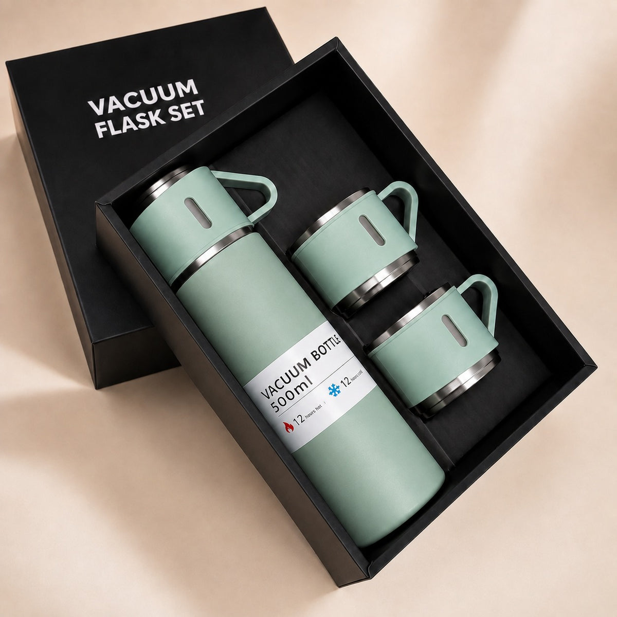 3-Cup Stainless Steel Vacuum Flask Set
