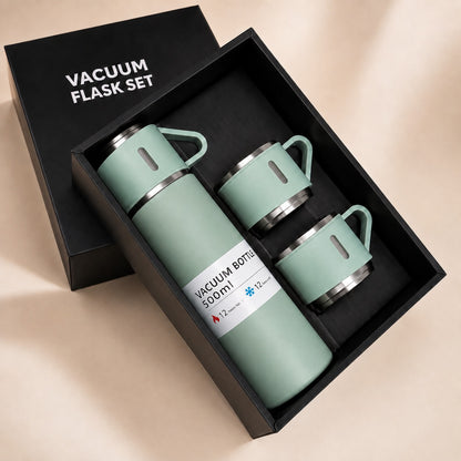 3-Cup Stainless Steel Vacuum Flask Set