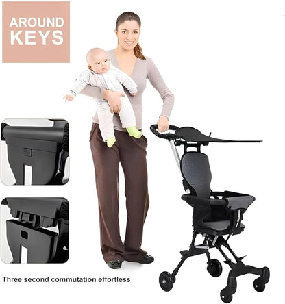 Foldable baby stroller with canopi