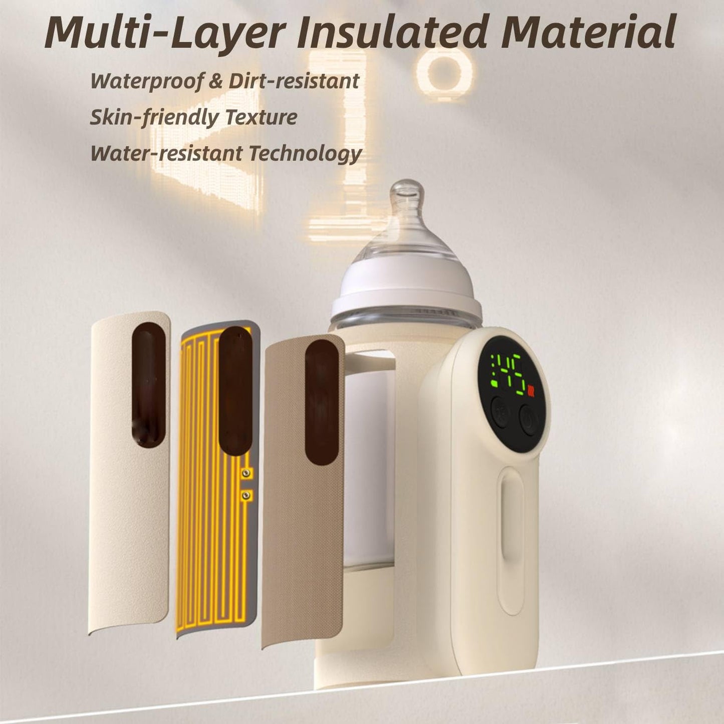 Portable Bottle Warmer for Travel, Upgraded Baby Milk Warmer for Breastmilk or Formula, Bottle Warmer On The Go with Milk Volume Window, 6 Temperature Control