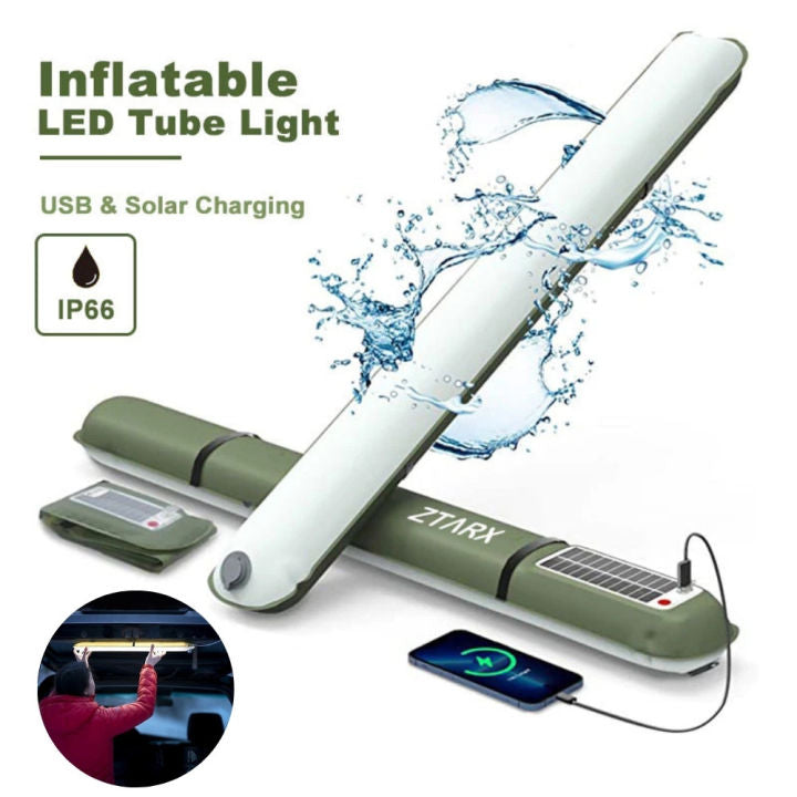 Ztarx Inflatable LED Tube Light USB Solar Charging Built-in Battery Light Waterproof