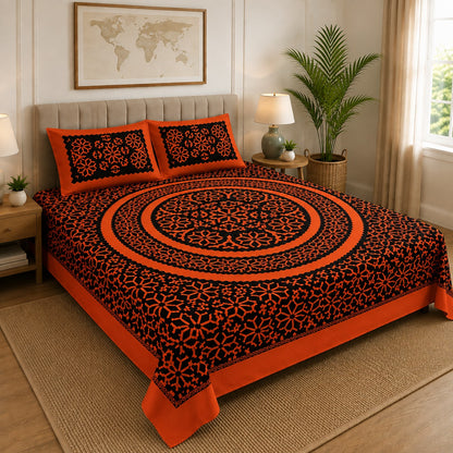 Jumbo King Size Block Print Bedsheet Set