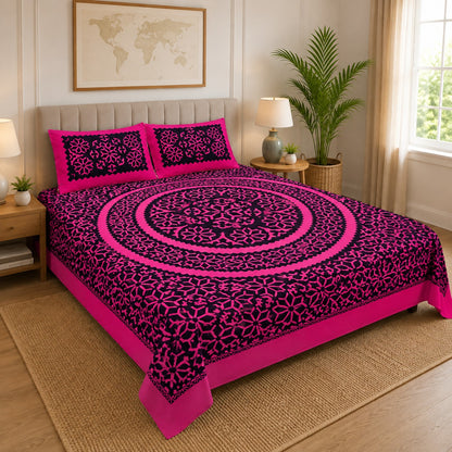 Jumbo King Size Block Print Bedsheet Set