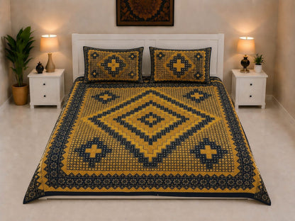 King Size Block Print Cotton Bedsheet Set