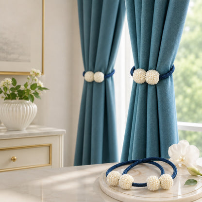 Magnetic Pearl Curtain Tiebacks – Pair