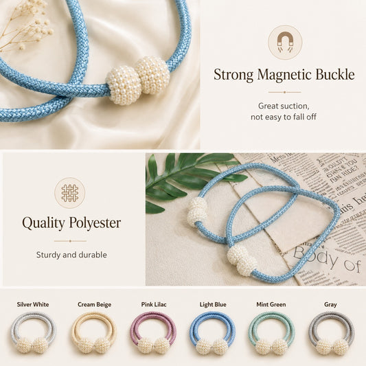 Magnetic Pearl Curtain Tiebacks – Pair
