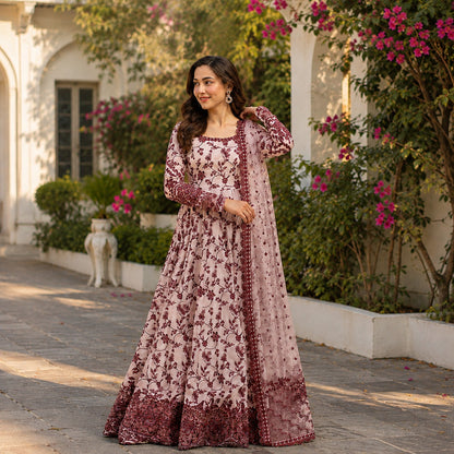 Printed Maxi 3-Piece Dress with Lace Dupatta