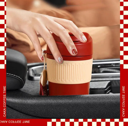 510ml 2-in-1 Stainless Steel Coffee & Tea Travel Mug | 304 SUS with Straw + Sipper & Silicone Grip