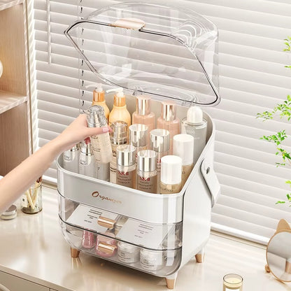 Large Capacity Dustproof Cosmetic Storage Box lipstick facial mask skin care products Portable Makeup and Skincare Organizer