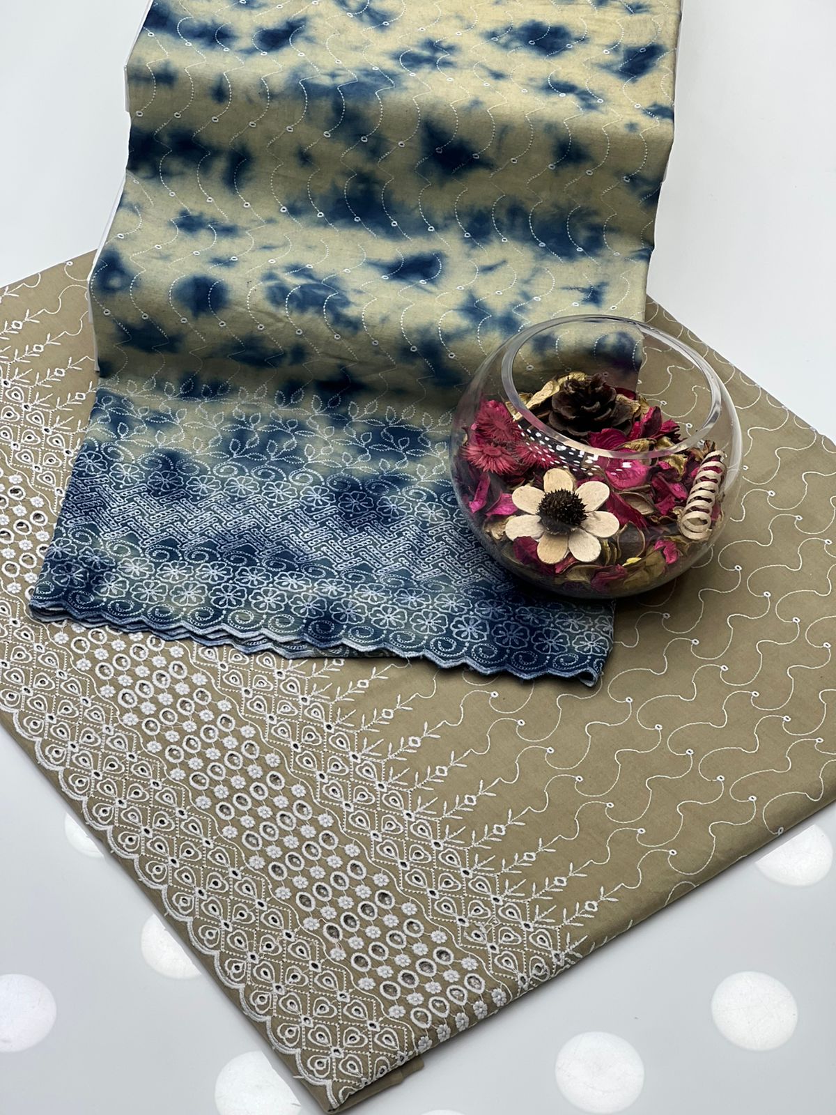 Soft Cotton Tie & Dye 2-Piece Embroidered Dress – Shirt with Trouser