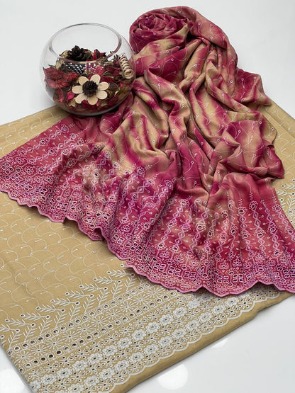 Soft Cotton Tie & Dye 2-Piece Embroidered Dress – Shirt with Trouser