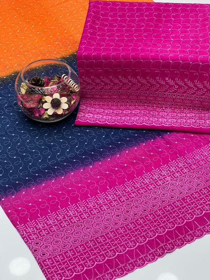 Soft Cotton Tie & Dye 2-Piece Embroidered Dress – Shirt with Trouser