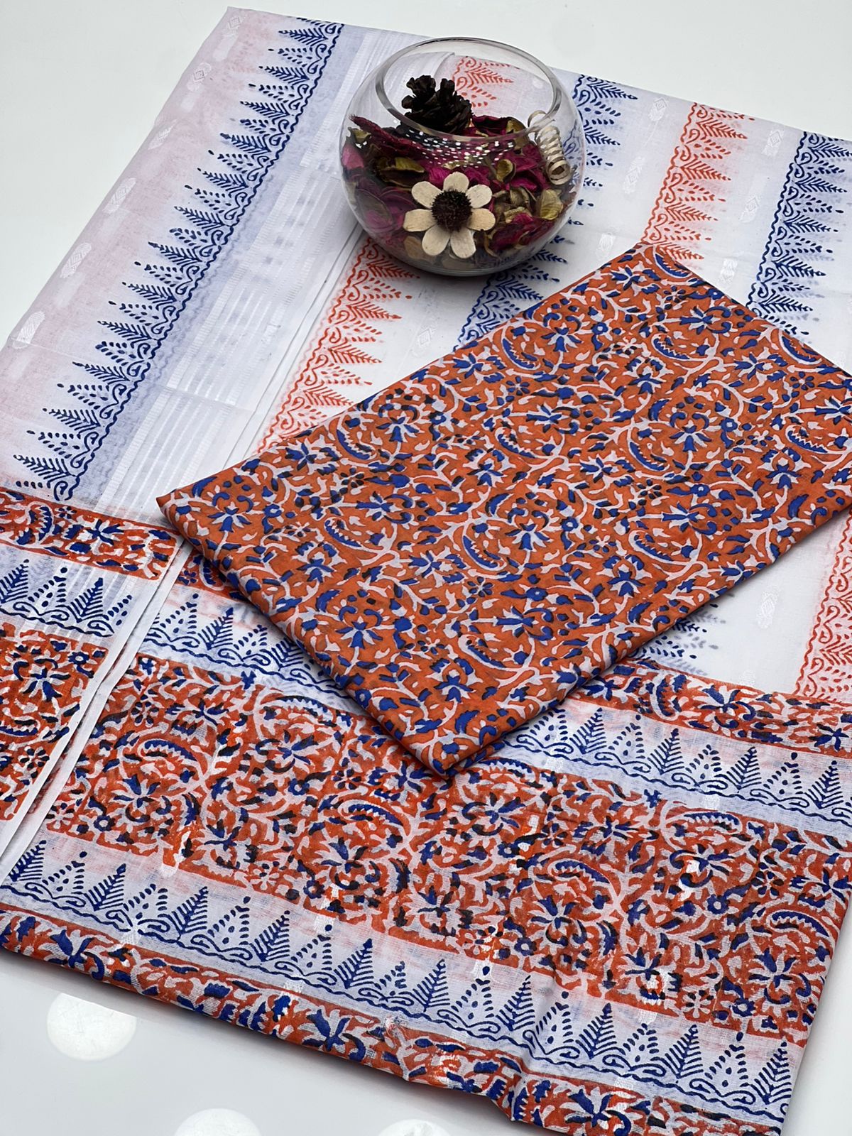 Lawn Multani Block Print Shirt with Broshia Lawn Dupatta – 2 Pcs Unstitched Dress