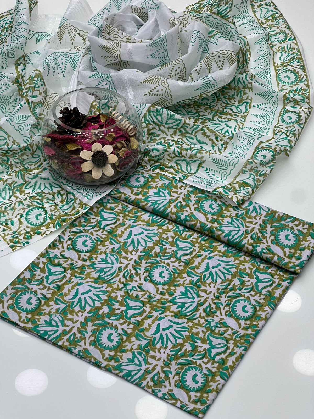 Lawn Multani Block Print Shirt with Broshia Lawn Dupatta – 2 Pcs Unstitched Dress
