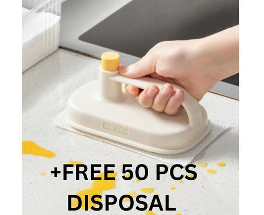 Kitchen Cleaning Magic Brush & Replaceable Disposable Magic Cloth- 50 Pc Cloth Free