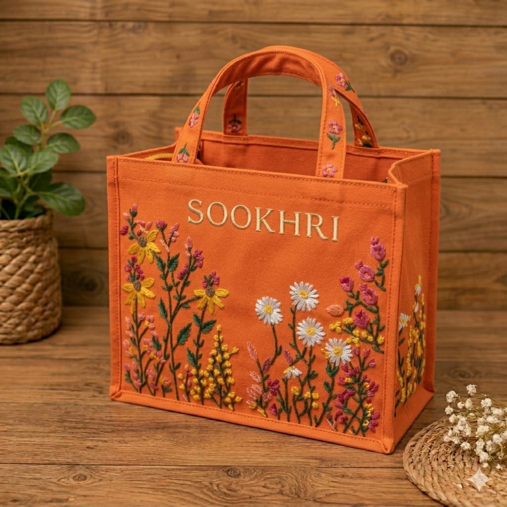 Sookhri Embroidered Jute Tote Bag – Premium Eco-Friendly Handbag
