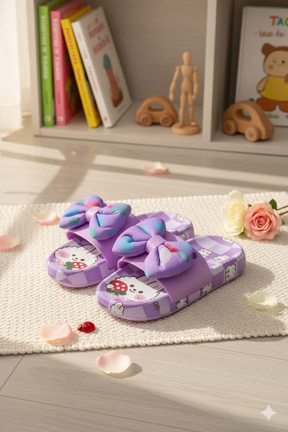 Imported Kids Bow Style Sliders – Premium Quality, Sizes 24–35 (Ages 3–10)