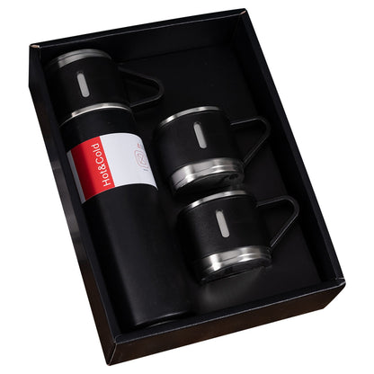 3 Cup Double-Layer Stainless Steel Vacuum Flask Set