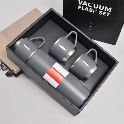 3 Cup Double-Layer Stainless Steel Vacuum Flask Set