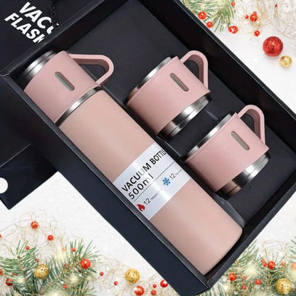 3 Cup Double-Layer Stainless Steel Vacuum Flask Set