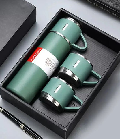 3 Cup Double-Layer Stainless Steel Vacuum Flask Set