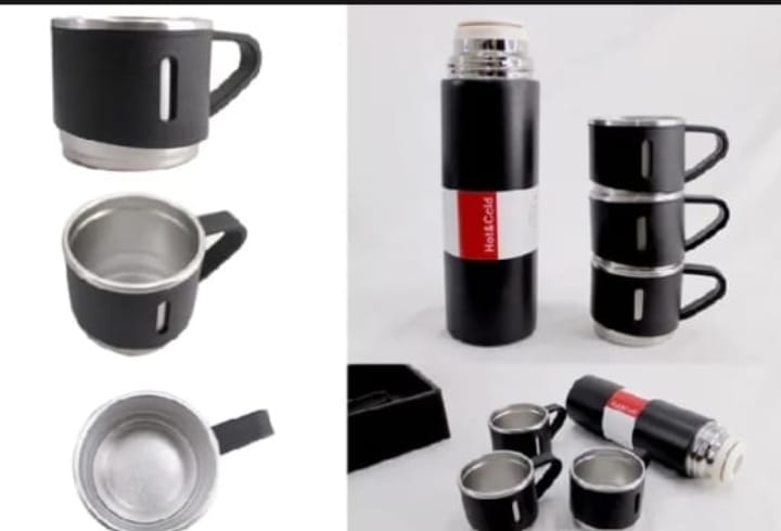 3 Cup Double-Layer Stainless Steel Vacuum Flask Set