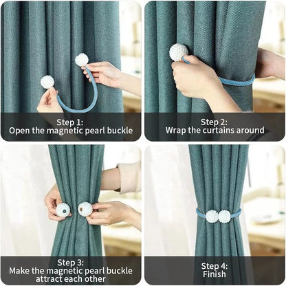 Magnetic Pearl Curtain Tiebacks – Pair