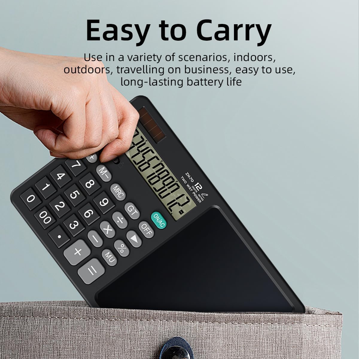 12-Digit Dual Power Calculator with LCD Writing Pad