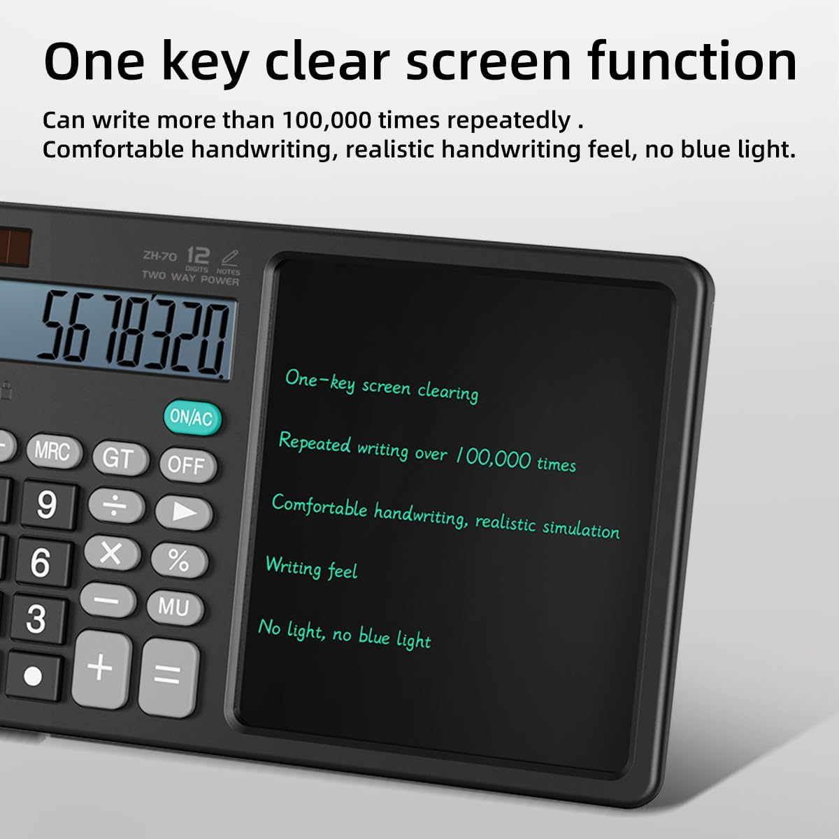 12-Digit Dual Power Calculator with LCD Writing Pad