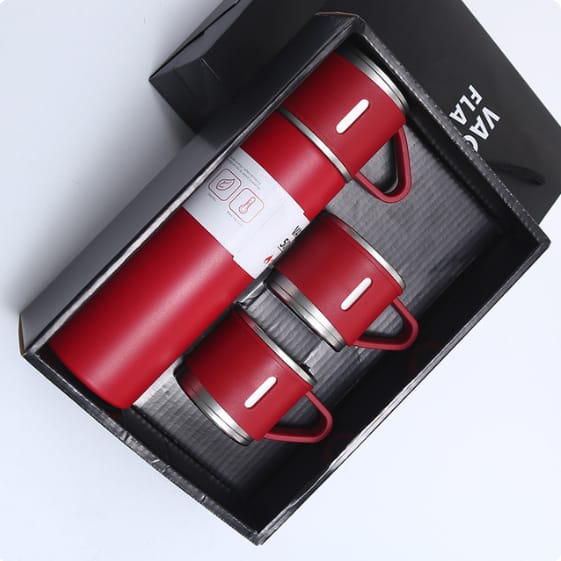3 Cup Double-Layer Stainless Steel Vacuum Flask Set