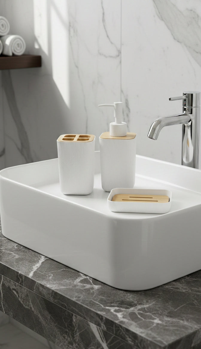 Bathroom Accessories Set Hand Soap Bottle with Storage Cup for Toothbrush Toothpaste Razor Holder Countertop Elegant Decor Sale price