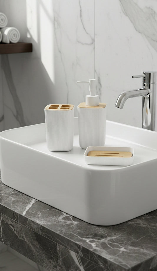 Bathroom Accessories Set Hand Soap Bottle with Storage Cup for Toothbrush Toothpaste Razor Holder Countertop Elegant Decor Sale price