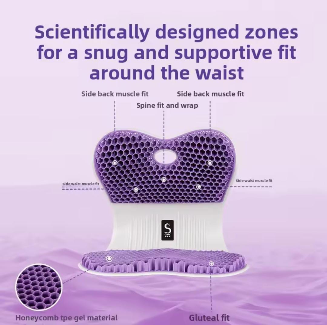 Orthopedic Honeycomb Gel Seat Cushion with Ergonomic Back Support