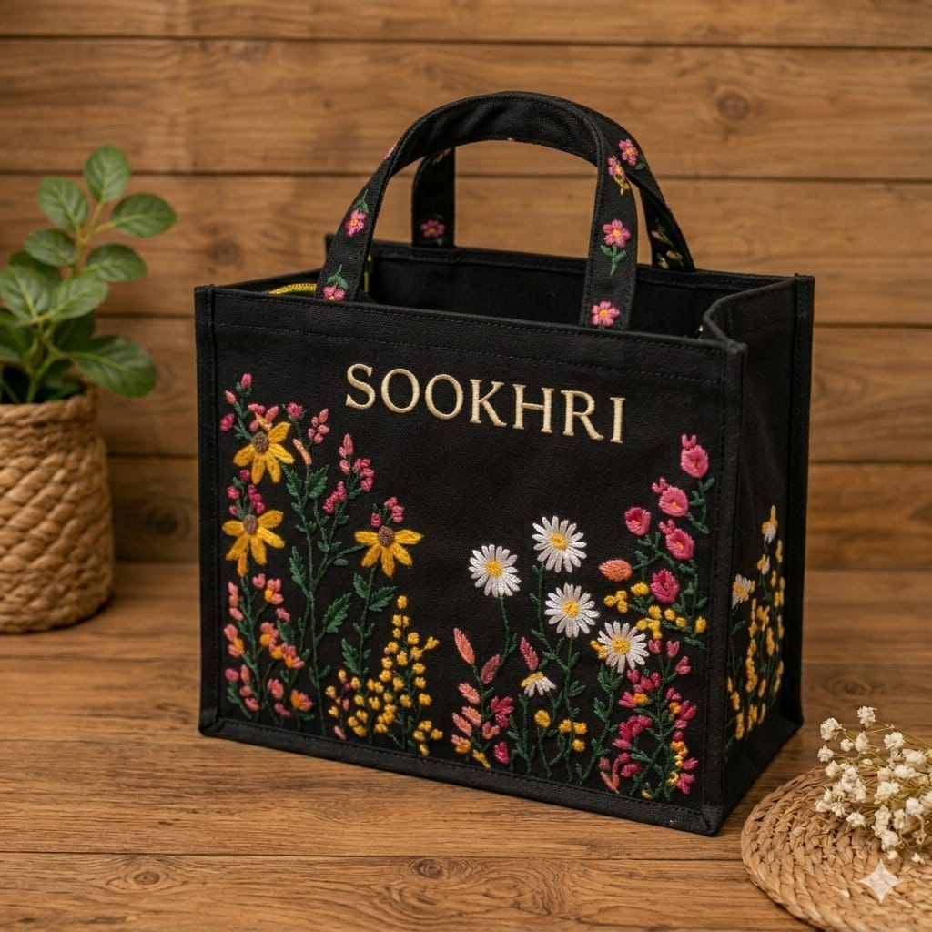 Sookhri Embroidered Jute Tote Bag – Premium Eco-Friendly Handbag