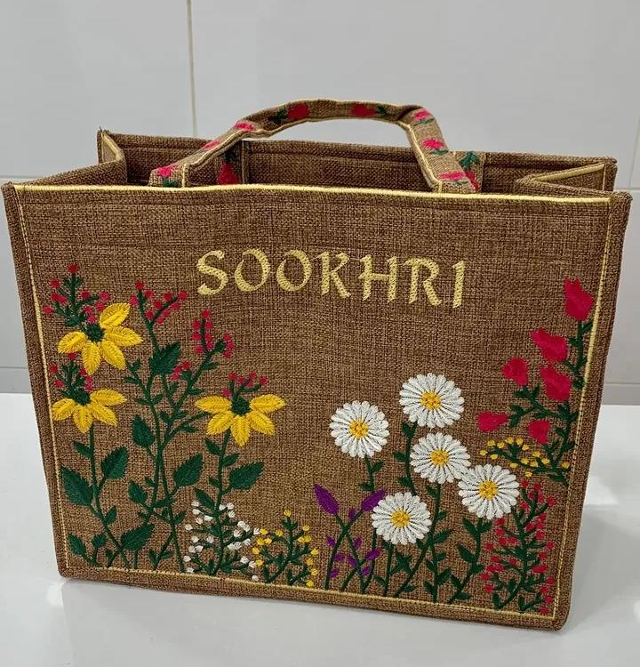 Sookhri Embroidered Jute Tote Bag – Premium Eco-Friendly Handbag