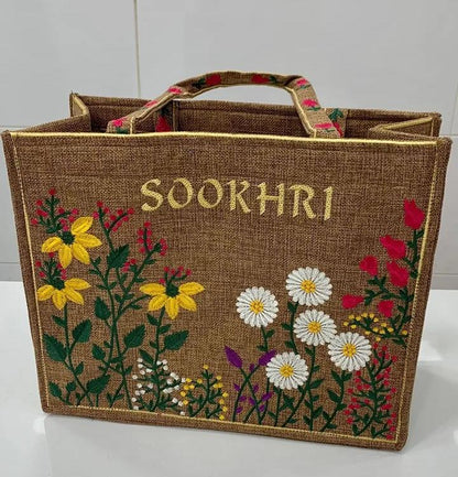 Sookhri Embroidered Jute Tote Bag – Premium Eco-Friendly Handbag