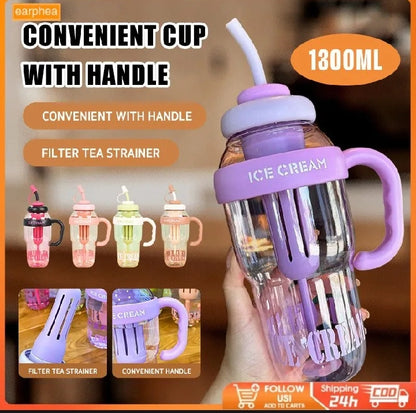 Cute 1300ml Leak-Proof Water Bottle
