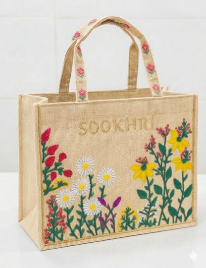 Sookhri Embroidered Jute Tote Bag – Premium Eco-Friendly Handbag