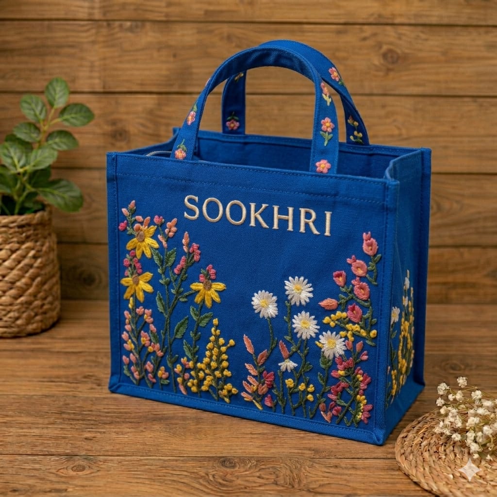 Sookhri Embroidered Jute Tote Bag – Premium Eco-Friendly Handbag
