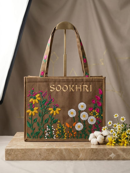 Sookhri Embroidered Jute Tote Bag – Premium Eco-Friendly Handbag